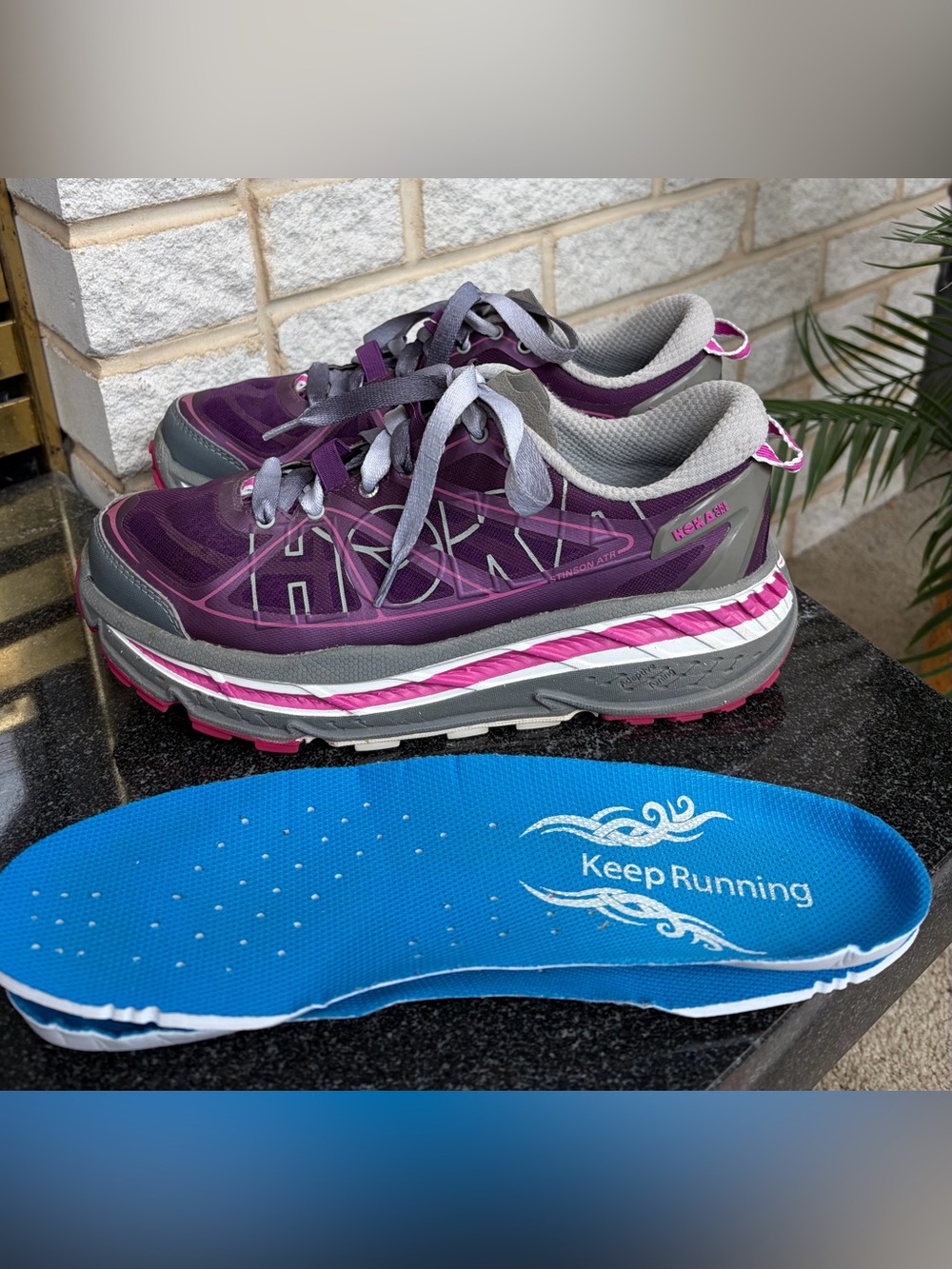 Hoka Stinson ATR Trail Running Shoes-Plum With Extra Insoles- W. Sz 8- Like New